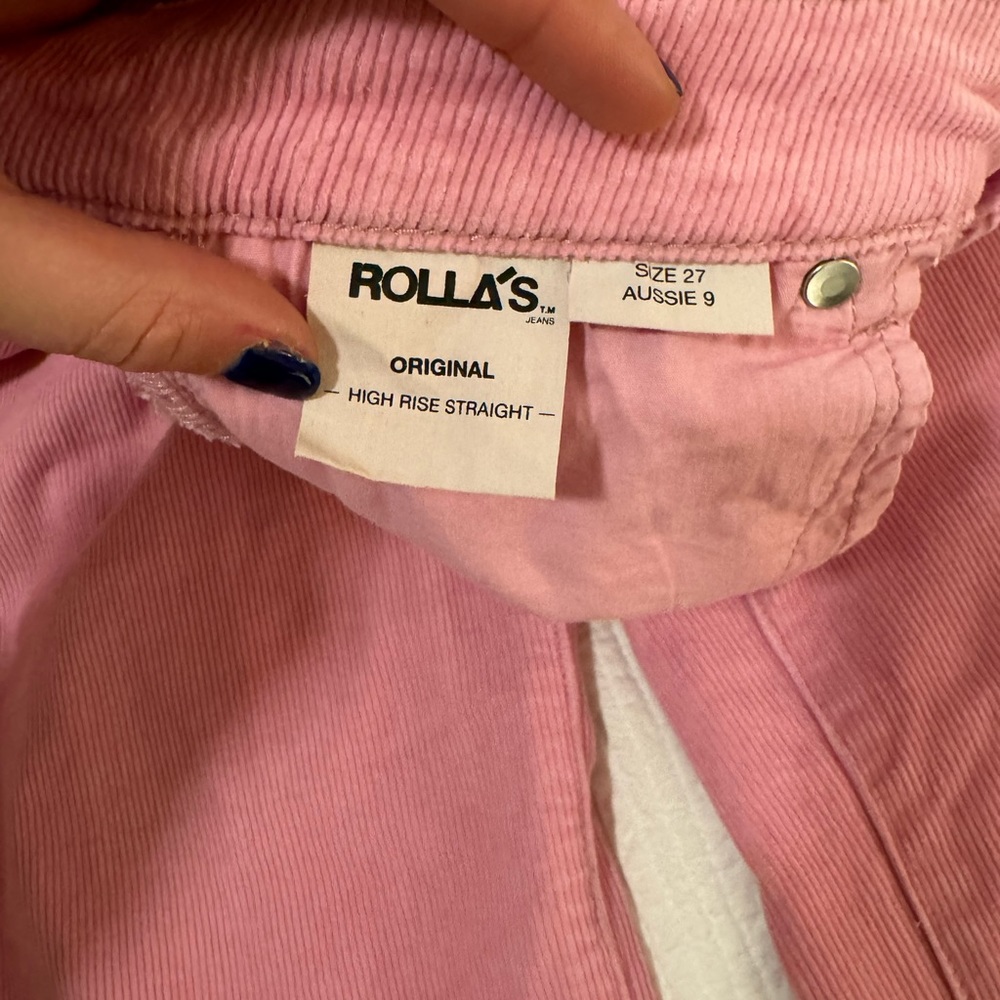 ROLLA’S pink corduroy original high rise straight jean - Picture 7 of 10